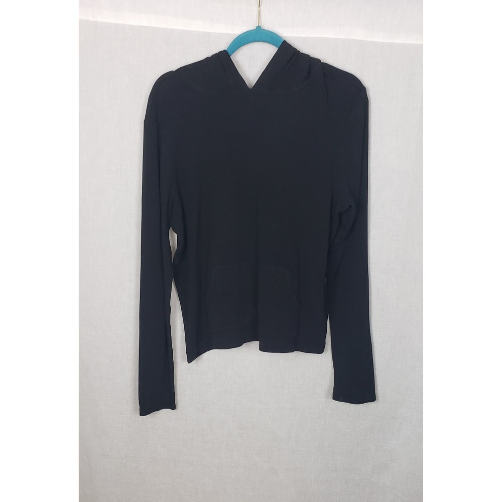 Good American Black Ribbed Tencel Hoodie Womens 2XL Athleisure Streetwear